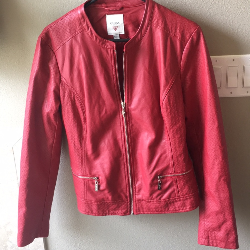 Guess Red Leather Jacket